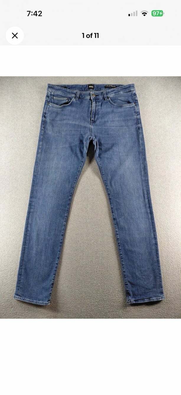 Hugo Boss Men's Jeans Sz 34"Blue Finest Italian Fabric Stretch Candiani Denim